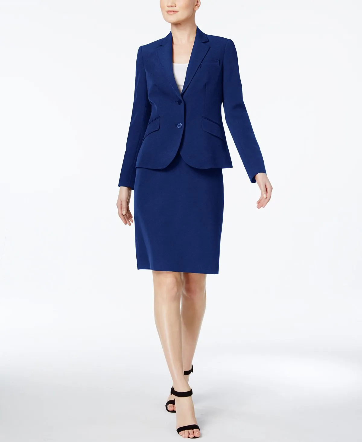 Executive collection Missy and Petite consisting of three items.  Anne Klein trouser and skirt suit, dark blue