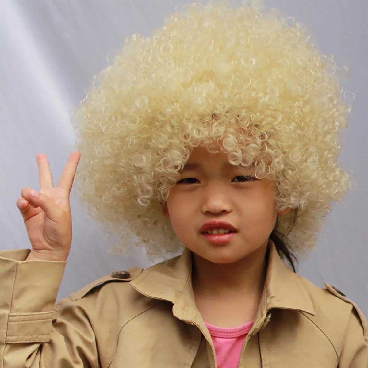 Fancydresswale Beige Wig Colorful Unisex Party Prop Wigs for Kids and Adults -Beige