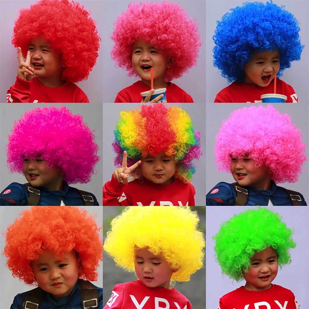 Fancydresswale Beige Wig Colorful Unisex Party Prop Wigs for Kids and Adults -Beige