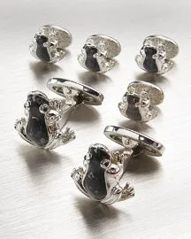Frog  Enameled Sterling Tuxedo Formal Set