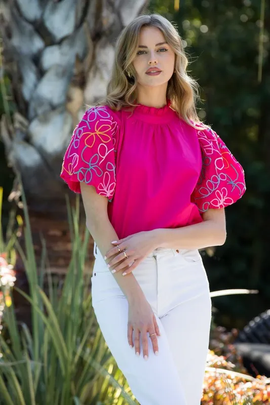 Gianna Embroidered Sleeve Top