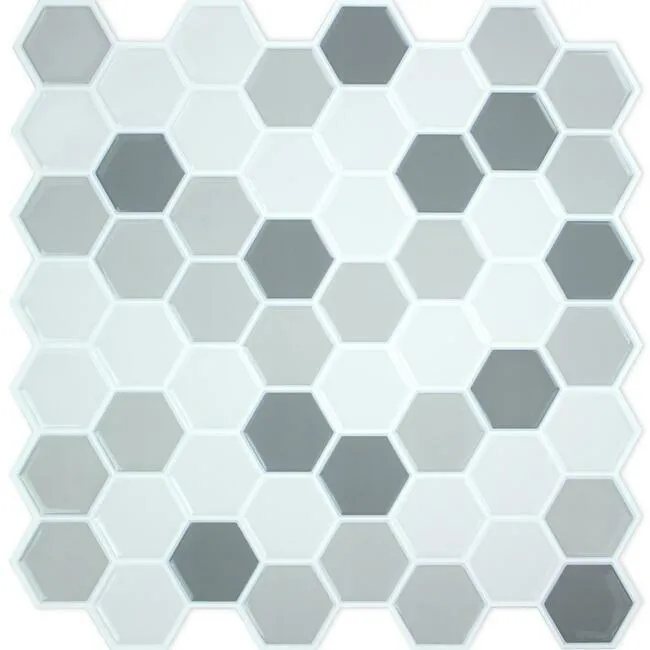 Gray Hexagon Tile Peel and Stick Backsplash