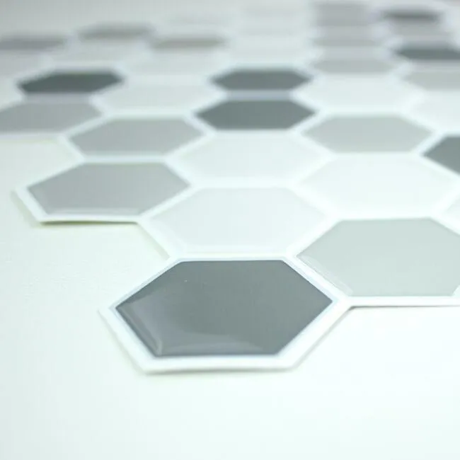 Gray Hexagon Tile Peel and Stick Backsplash