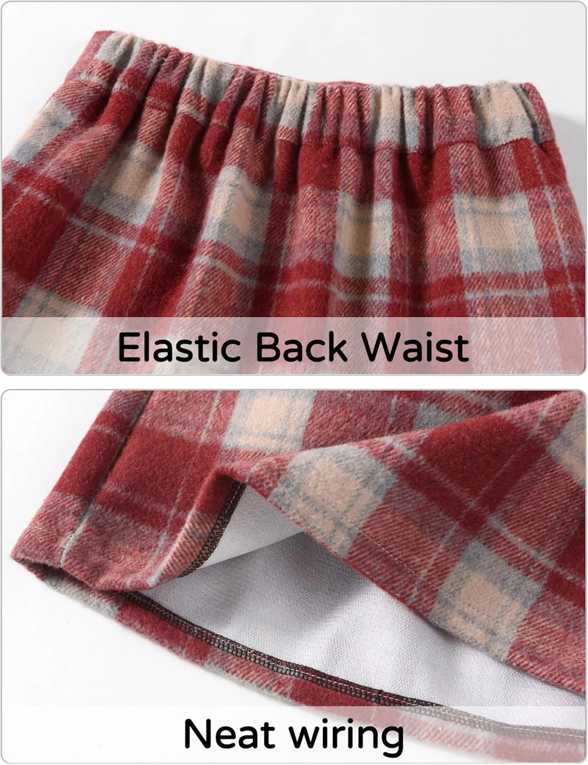 Happy Cherry Girls Elastic High Waisted A-Line Wool Mini Skirt with Liner Kid Toddler School Uniform Skort 3-14Y