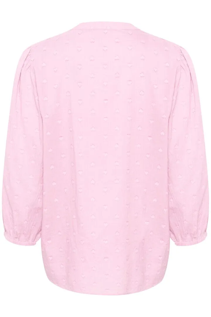 HEART EMBROIDERED PINK COTTON BLOUSE