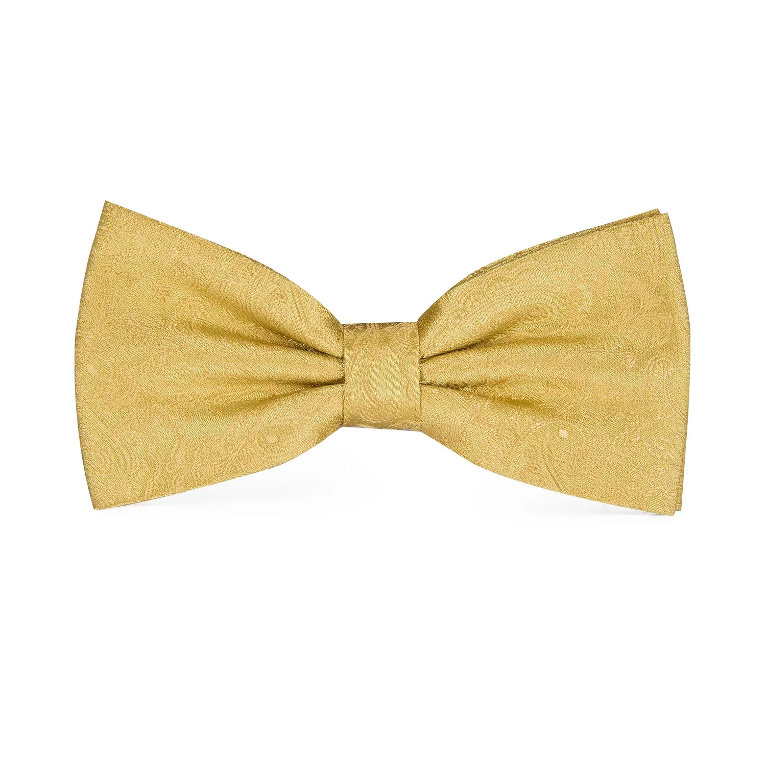Hi-Tie Gold Floral Cummerbund Silk Bow Tie Hanky Cufflinks Set for Men