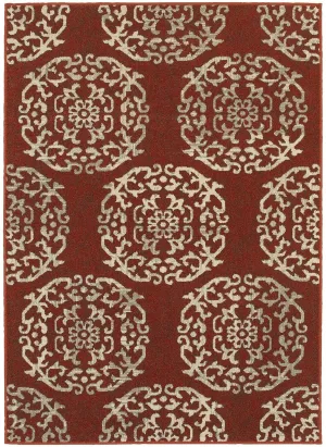 Highlands 6672B Red/ Beige Rug