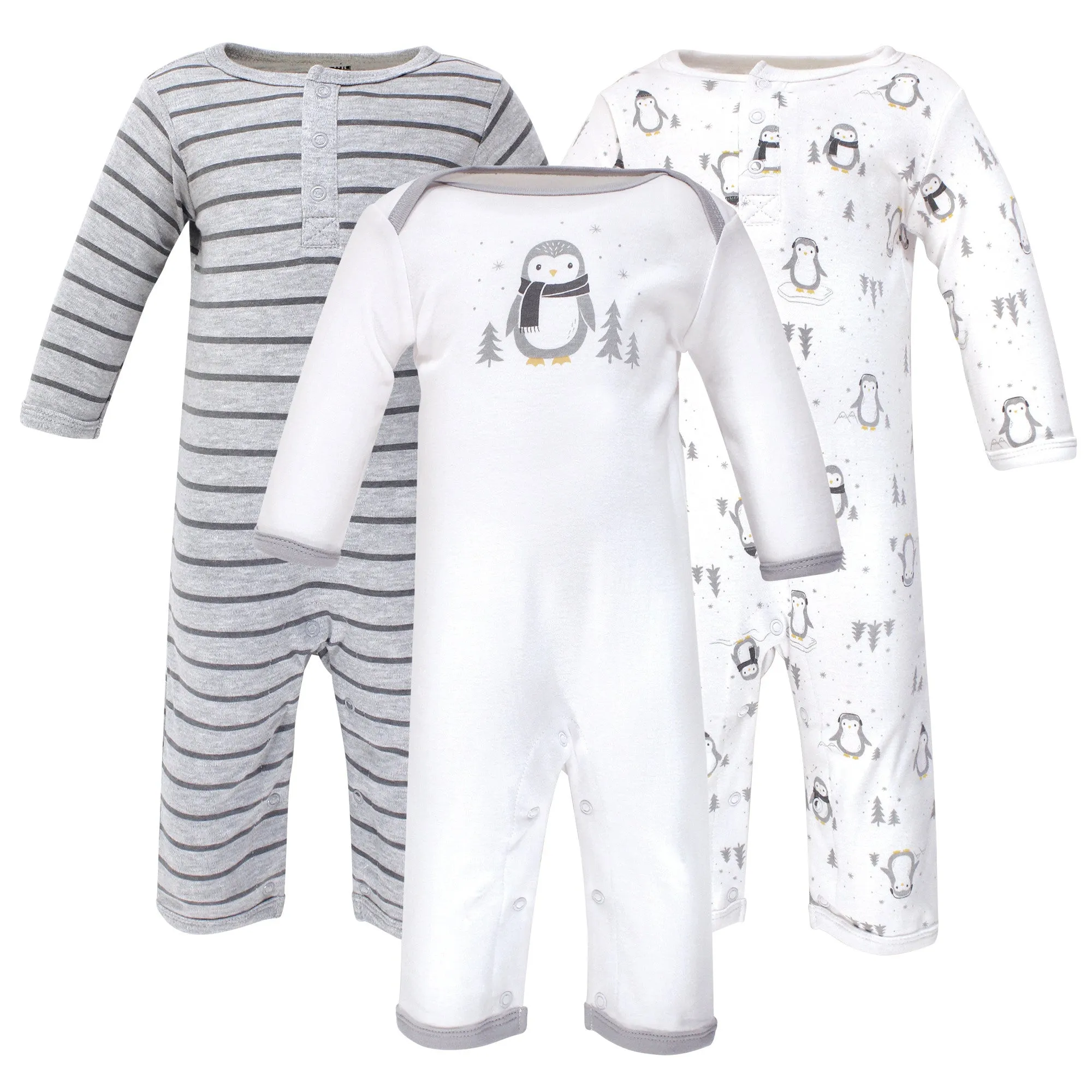 Hudson Baby Cotton Coveralls, Gray Penguin