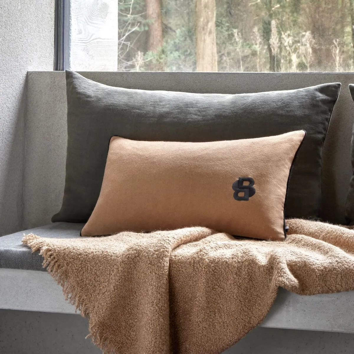 Hugo Boss Double B Rosewood Decorative Pillow by Yves Delorme