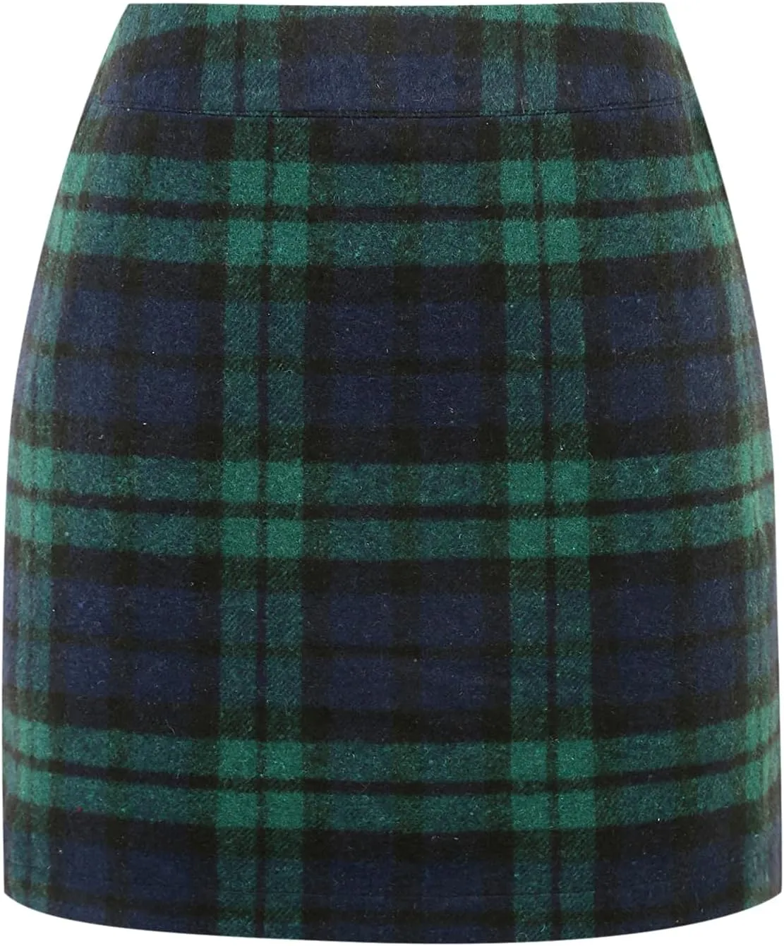 IDEALSANXUN Womens Wool Plaid Mini Skirt Fall Winter High Elastic Waist Short Pencil Skirt