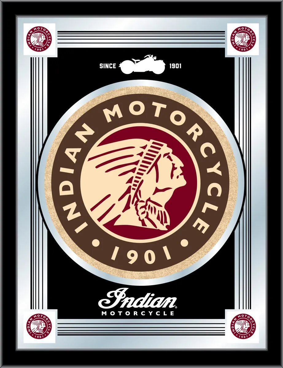 Indian Motorcycle Holland Bar Stool Co. Collector "1901" Logo Mirror (17" x 22")