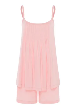 Juliet Spaghetti Strap Pleated Pajama Set | Coral Pink 77705-2349