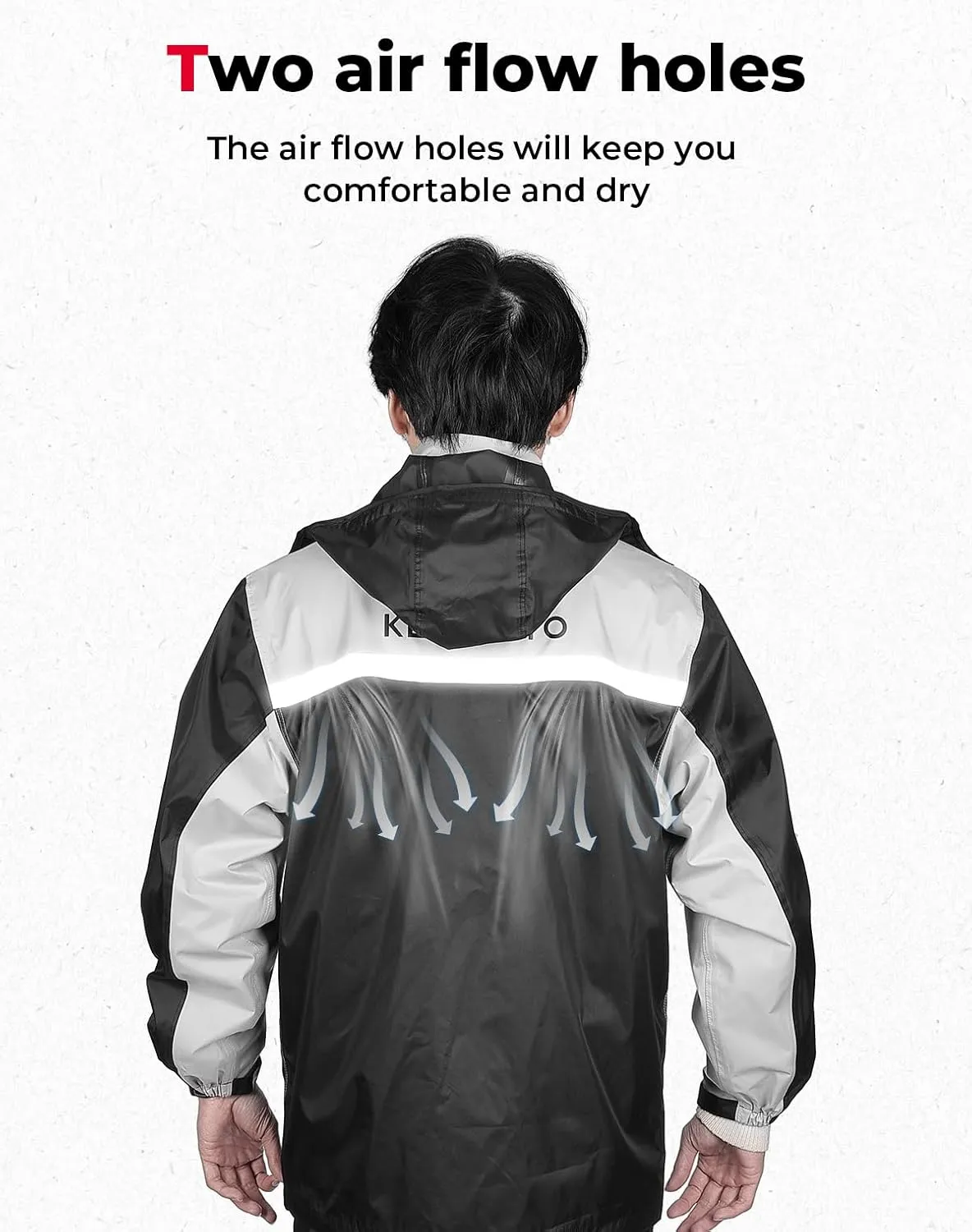 KEMIMOTO Men's Rain Suit Waterproof Rain Jacket Reflective Work Rain Coats Lightweight Hiking Motorcycle Rain Gear for Men, XX-Large, Black