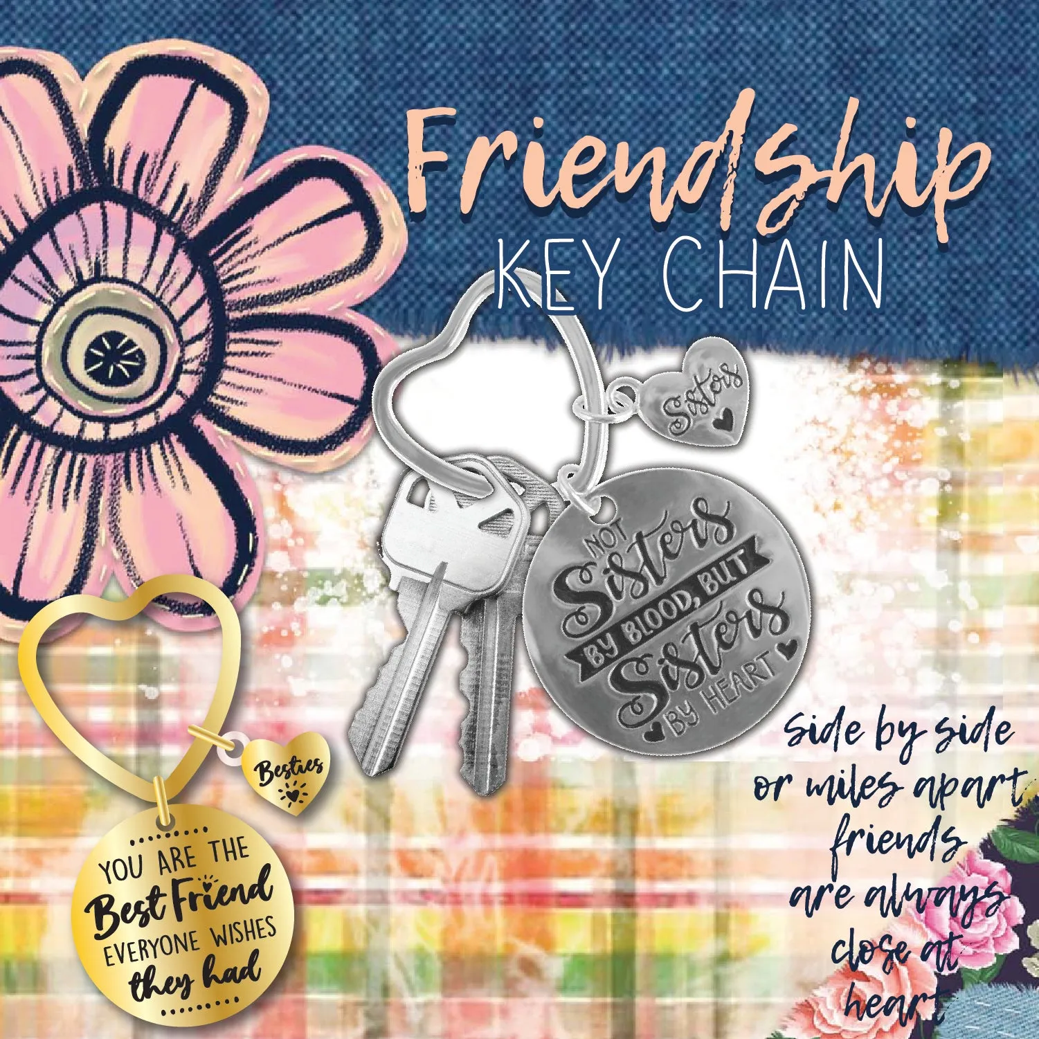 Keychain Friendship Heart Shape - 12 Pieces Per Retail Ready Display 23122