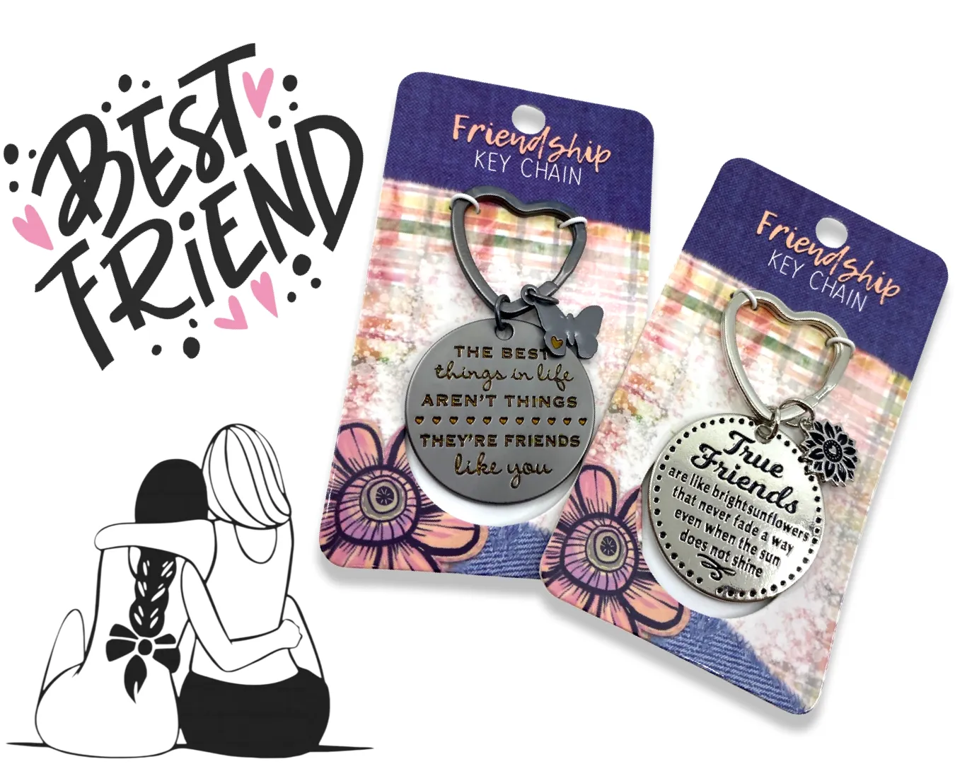 Keychain Friendship Heart Shape - 12 Pieces Per Retail Ready Display 23122
