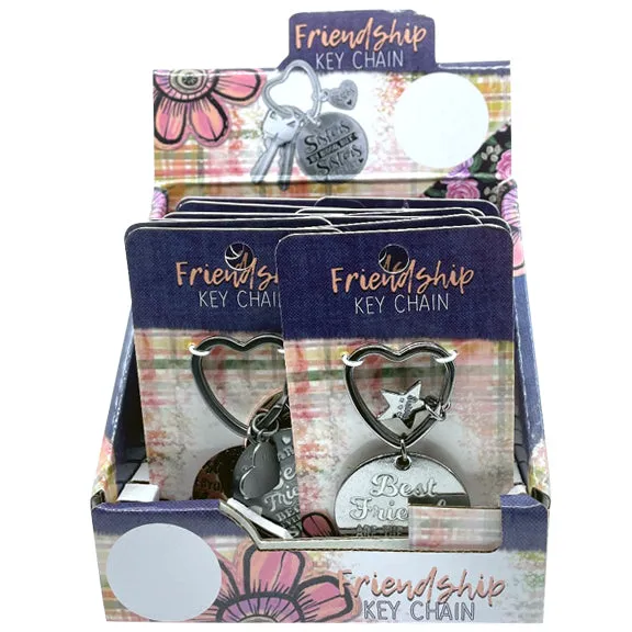 Keychain Friendship Heart Shape - 12 Pieces Per Retail Ready Display 23122