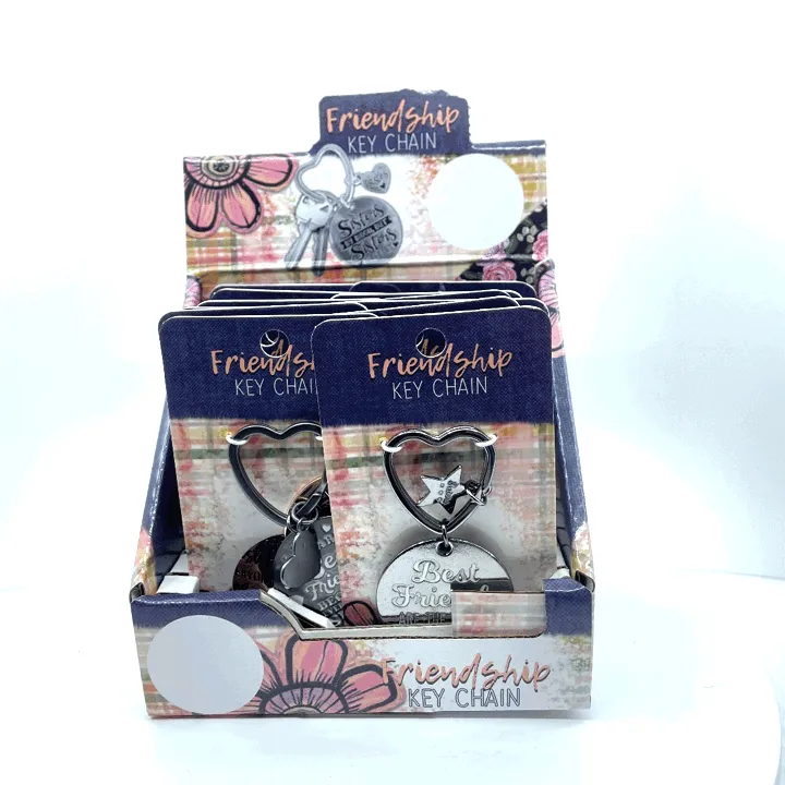 Keychain Friendship Heart Shape - 12 Pieces Per Retail Ready Display 23122