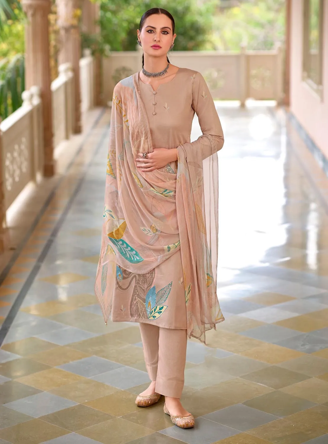 Kilory Unstitched Cotton Salwar Suit Dress Material with Hand Work