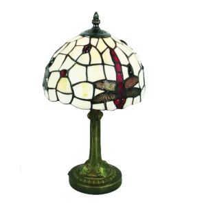 Lighting Web Co 8-inch Glass Dragonfly Beige Background, Red