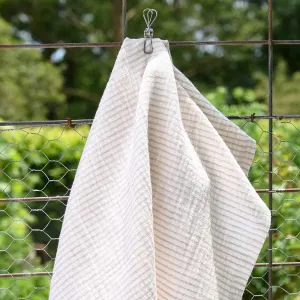 Marina Tea Towel Set - Off White w' Natural Stripe