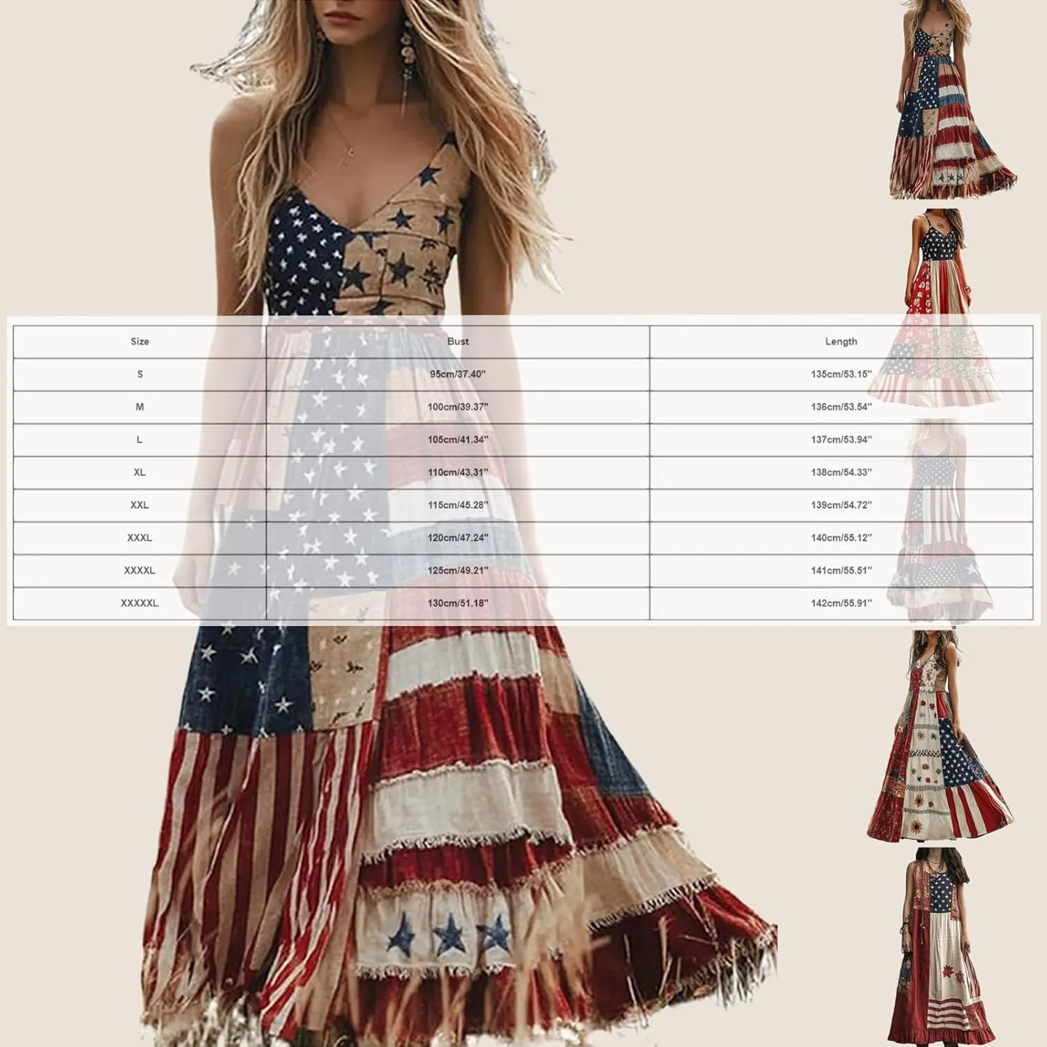 Maxi Dresses for Seniors Women's Independence Day Patch Art Line Dress Floral American Flag Dresses 2025
