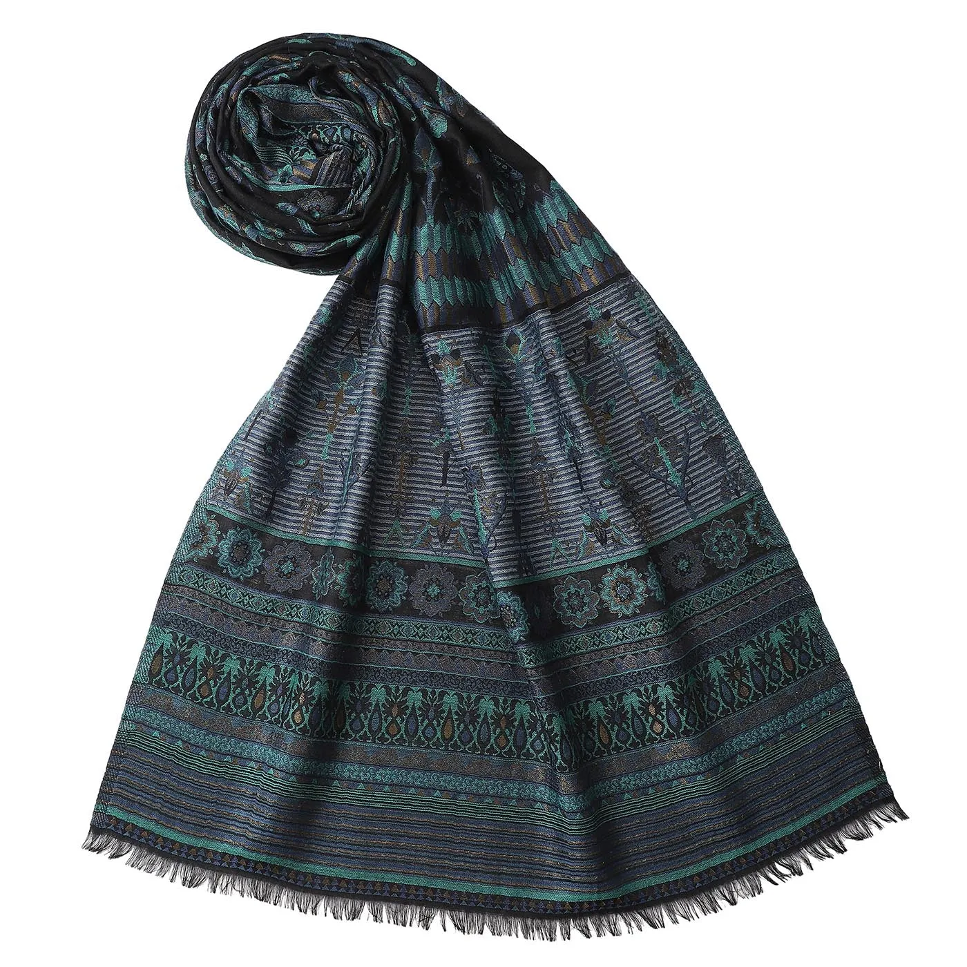 Mehzabeen Wool & Lurex Jacquard Stole