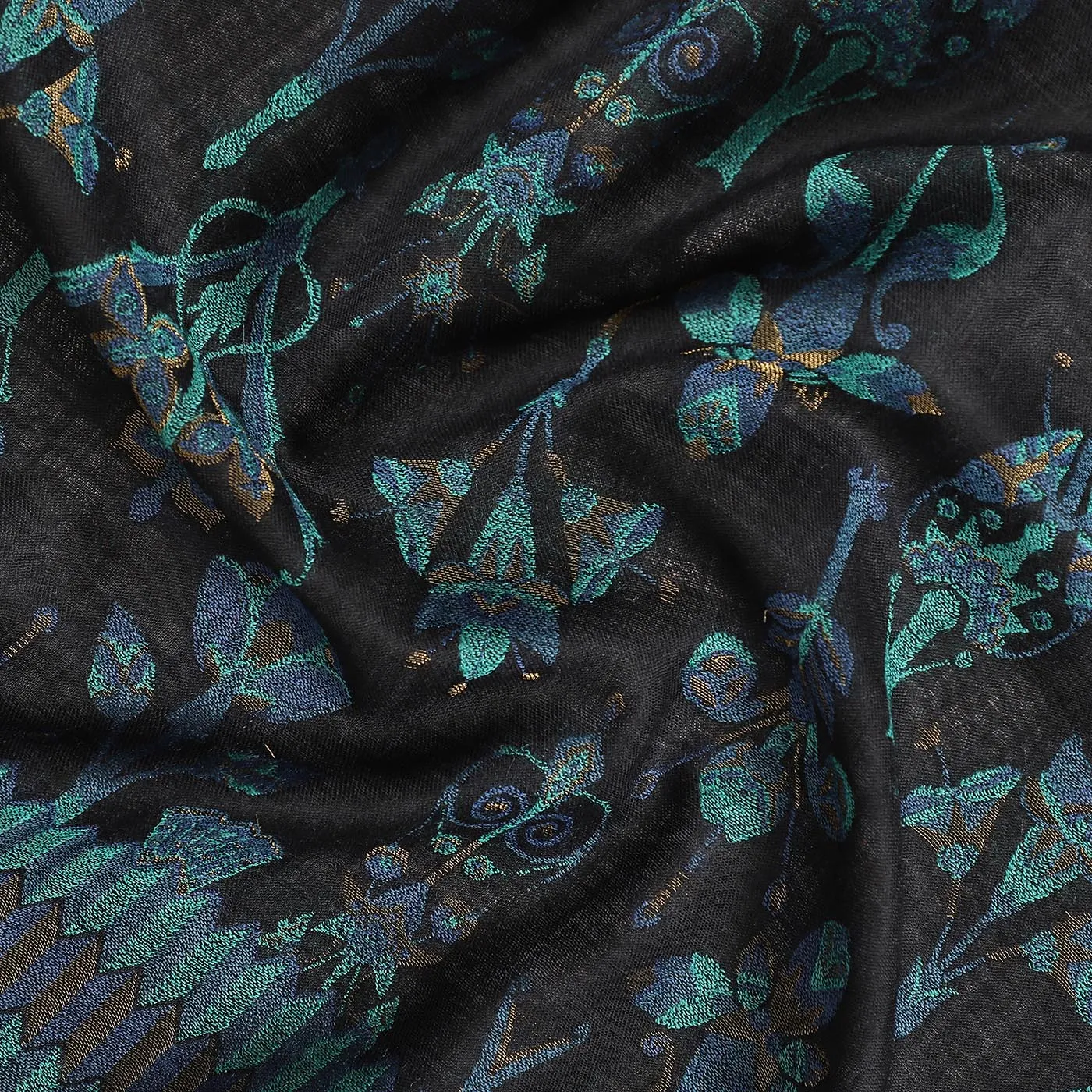 Mehzabeen Wool & Lurex Jacquard Stole