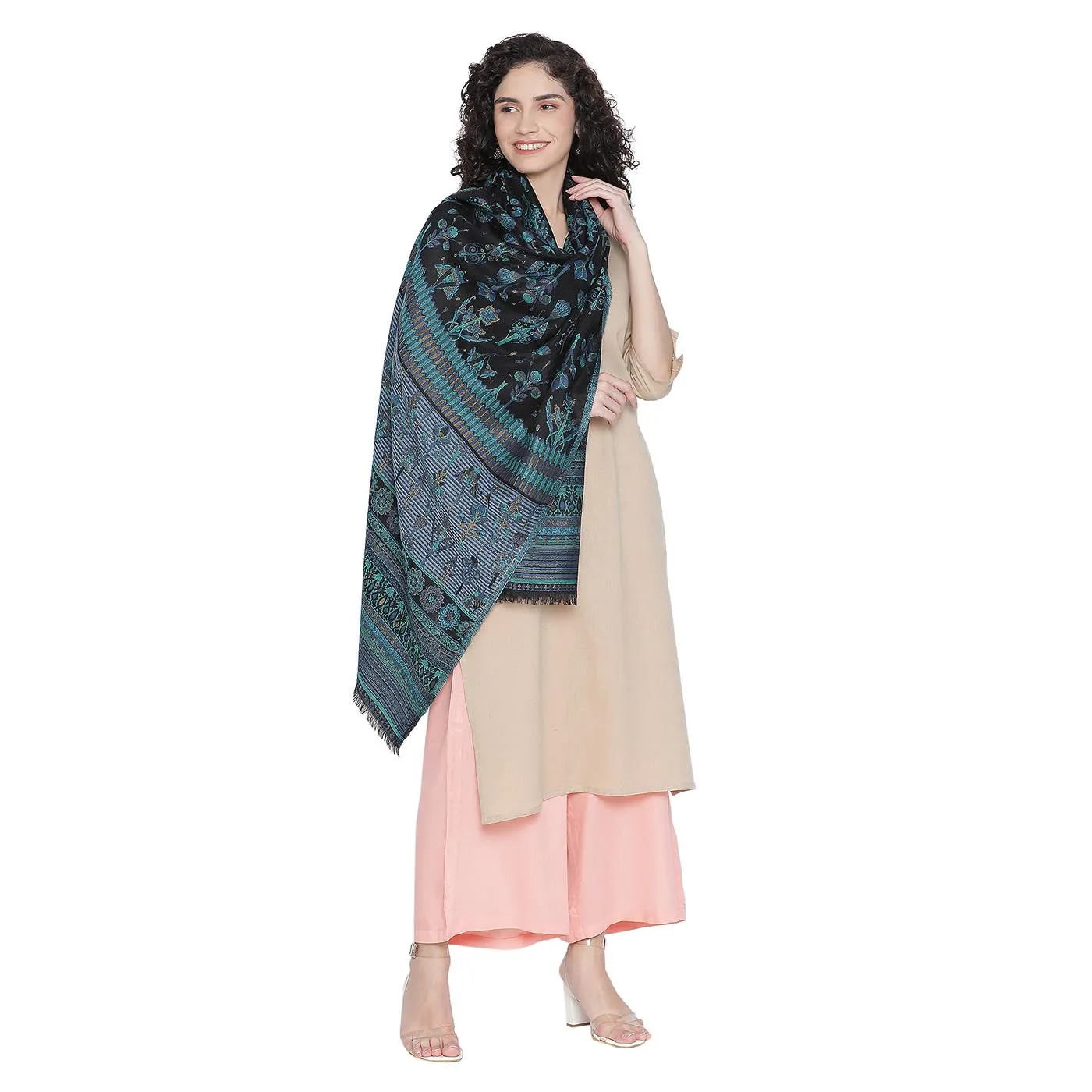 Mehzabeen Wool & Lurex Jacquard Stole