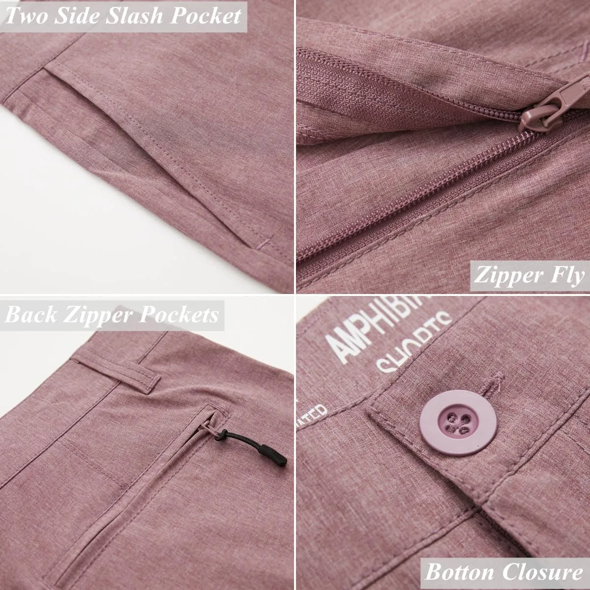 Mens Cargo Shorts Hybrid Amphibian Workout Pants Casual Athletic Golf Workout Lightweight Multi Pockets Twill Short