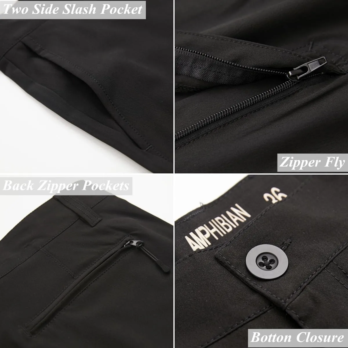 Mens Cargo Shorts Hybrid Amphibian Workout Pants Casual Athletic Golf Workout Lightweight Multi Pockets Twill Short