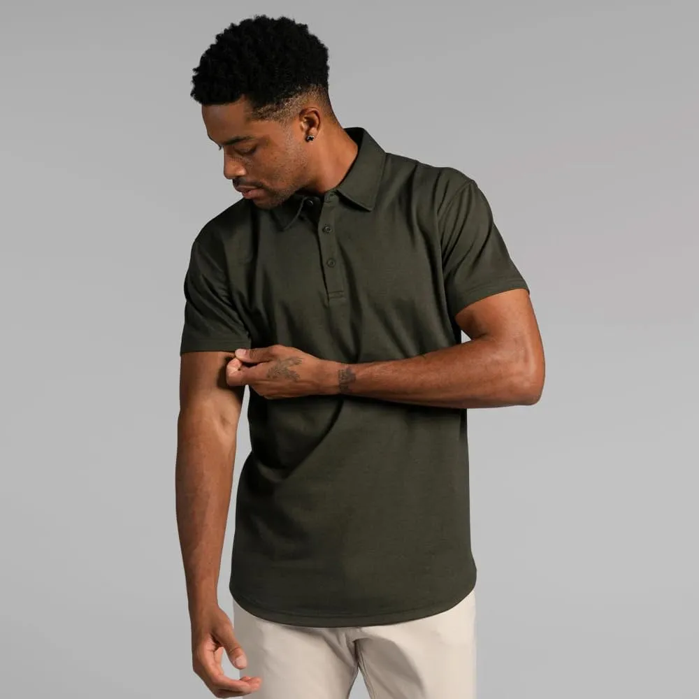 Men's Drop-Cut Polo  Collared Casual Shirt for Men  Soft Polyester, Cotton, and Spandex Blend  Wrinkle Resistant