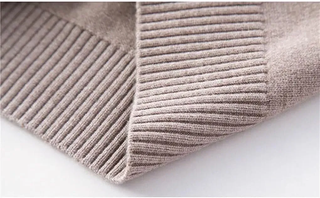 Men's Solid Color Long Sleeve Wool Sweater Men Business Casual Warm Pullover Top