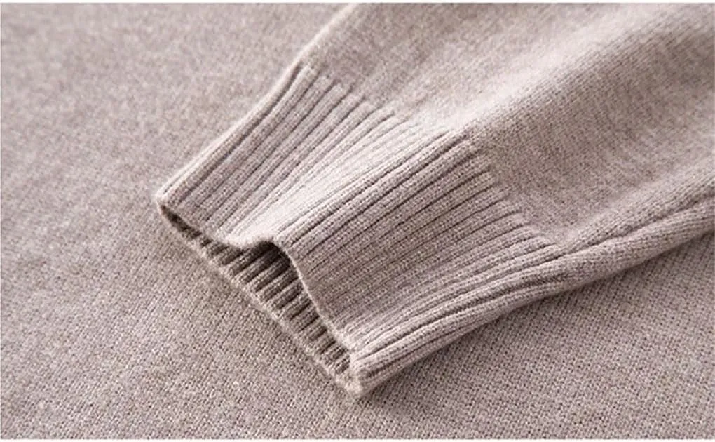 Men's Solid Color Long Sleeve Wool Sweater Men Business Casual Warm Pullover Top