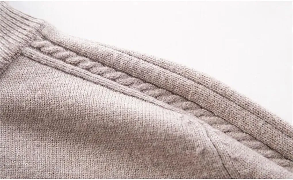 Men's Solid Color Long Sleeve Wool Sweater Men Business Casual Warm Pullover Top