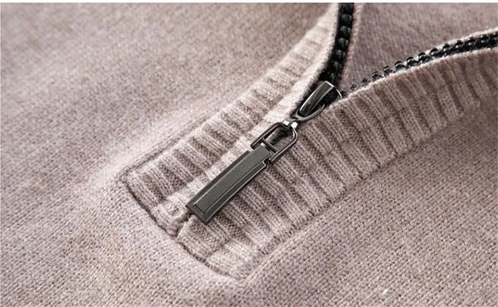 Men's Solid Color Long Sleeve Wool Sweater Men Business Casual Warm Pullover Top