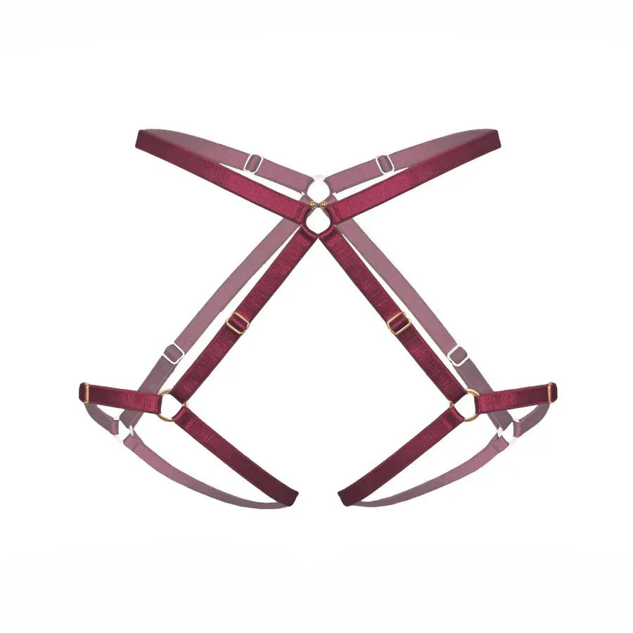 Monique Morin Amphitrite Rush Thigh Harness in Red Velvet