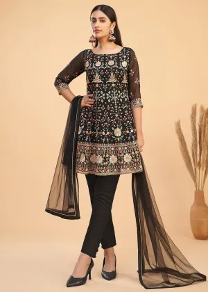 Multi Thread Black Flared Style Pant Salwar Suit
