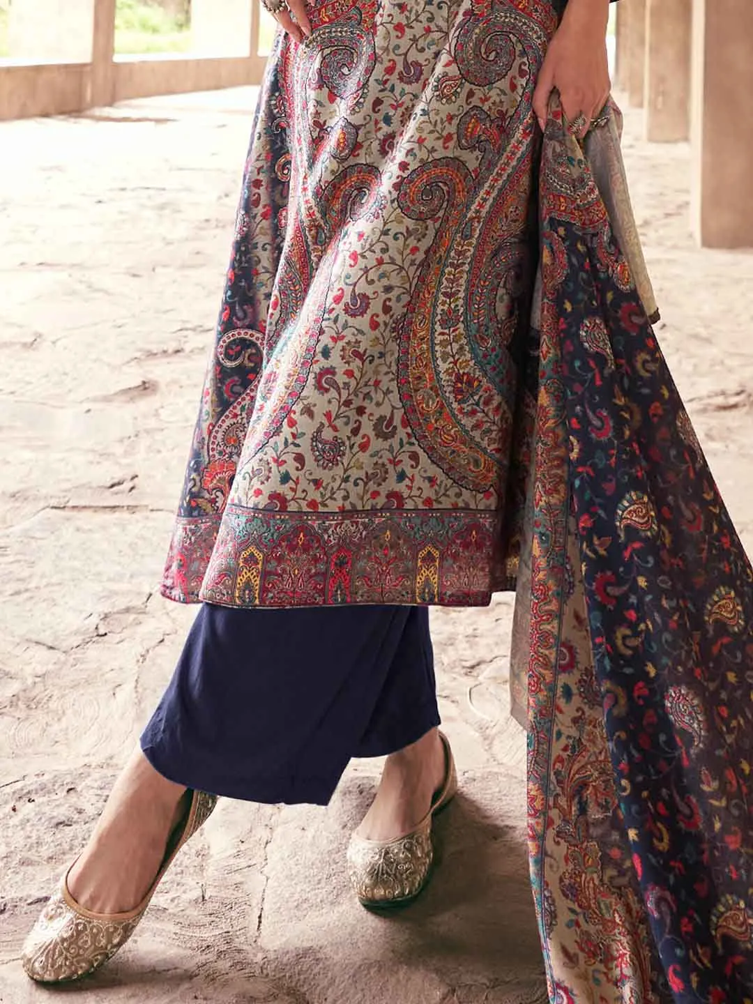 Mumtaz Arts Pure Lawn Cotton Blue Unstitched Suit Dress Material