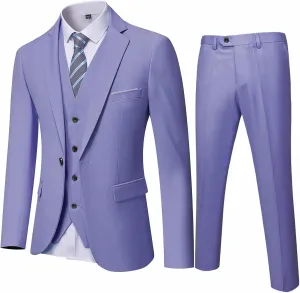 MY'S Men's Blazer Vest Pants Set, One Button Jacket Waistcoat and Trousers, Solid Party Wedding Dress