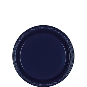 Navy Blue Plastic Dessert Plates 7" | 50ct