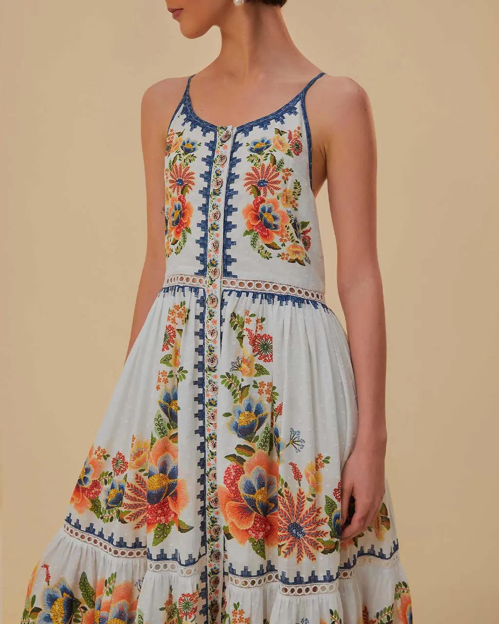 Off-White Delicate Garden Midi Dress