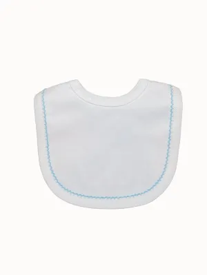 Picot Trimmed Bib: Blue Trim
