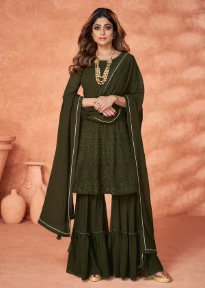 Precious Green Gharara Style Wedding Festive Suit