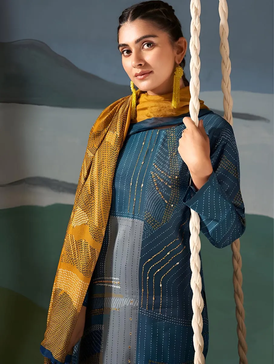 Pure Viscose Muslin Party Wear Unstitched Suit Set for Women