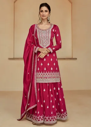 Rani Pink Zari & Sequins Work Palazzo Salwar Suit