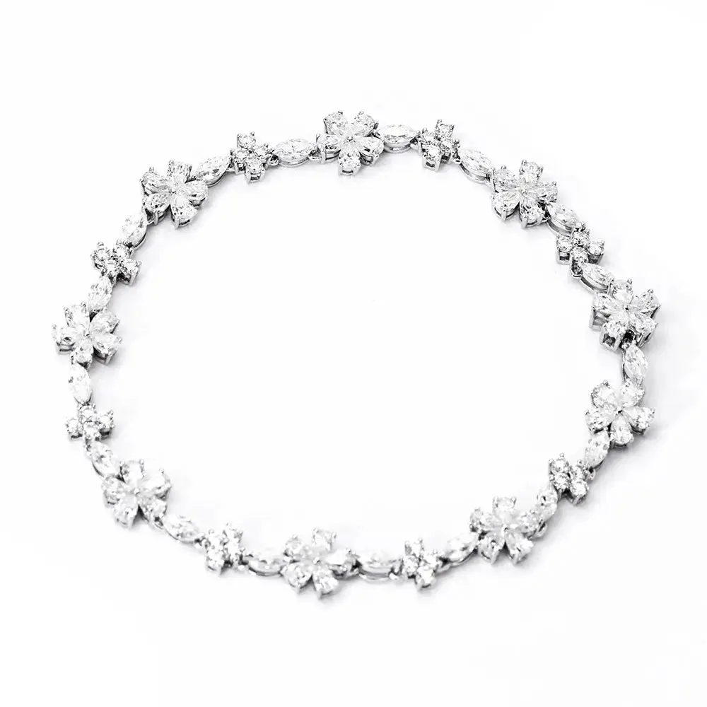 Ready Made | Florence Ornate Moissanite Tennis Bracelet in 18K White Gold