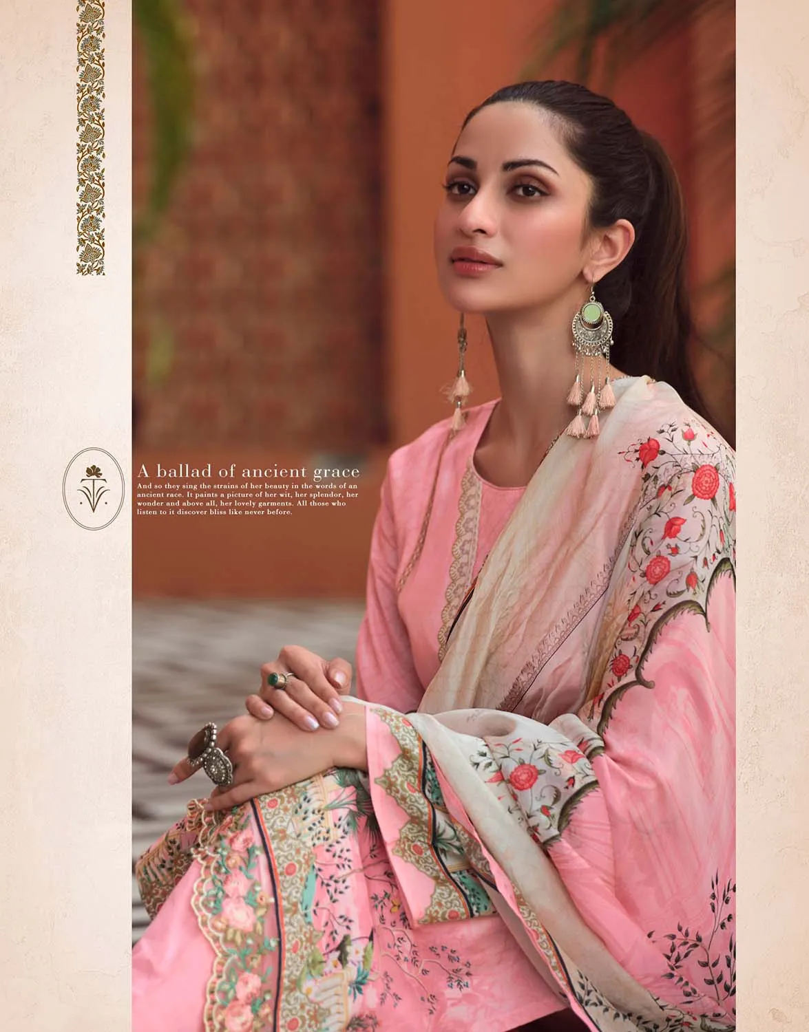 Sadhana Pakistani Print Unstitched Cotton Salwar Suits Material Pink