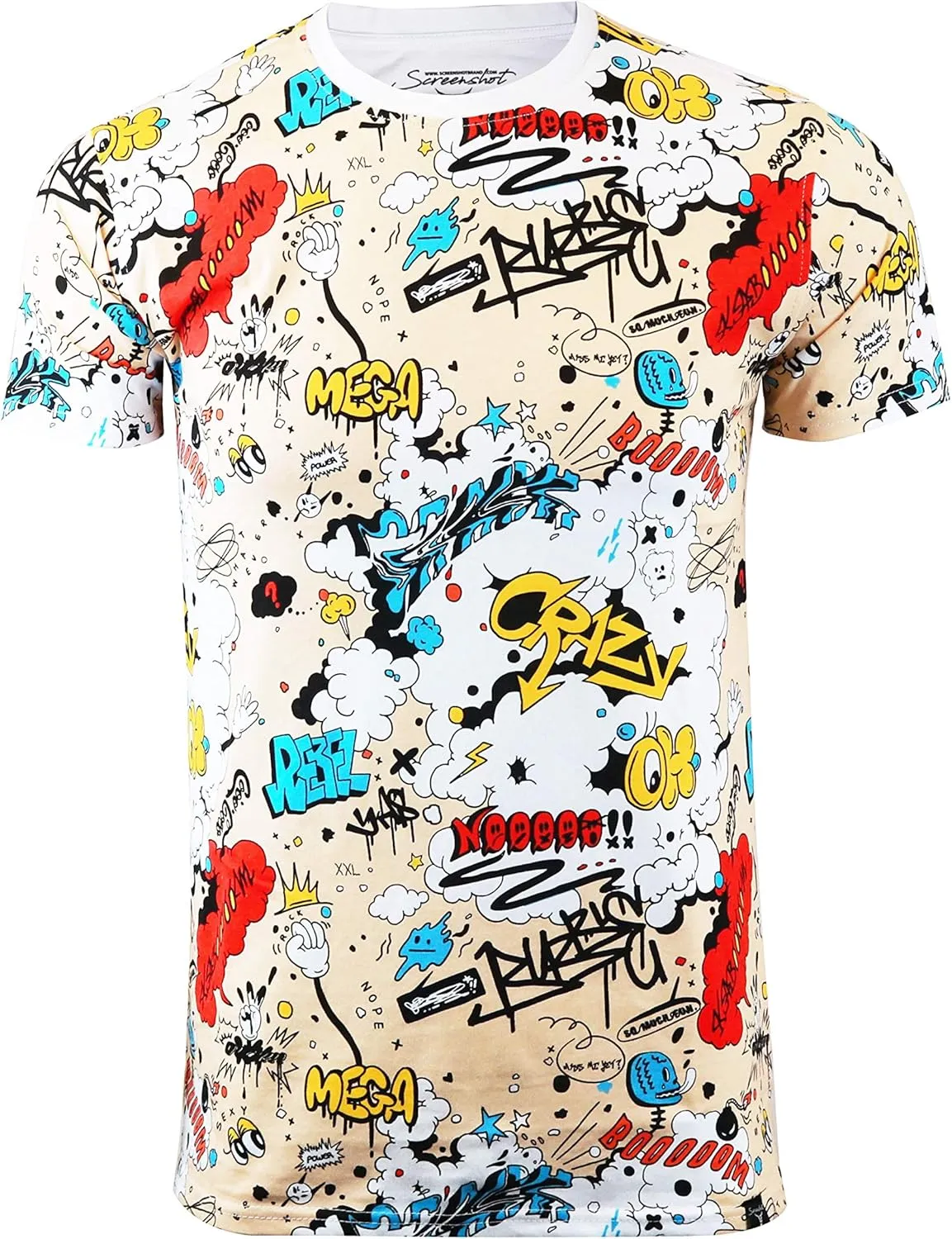 Screenshotbrand Mens Hipster Hip-Hop Urban Tees - NYC Street Fashion Graffiti Animation Print T-Shirt