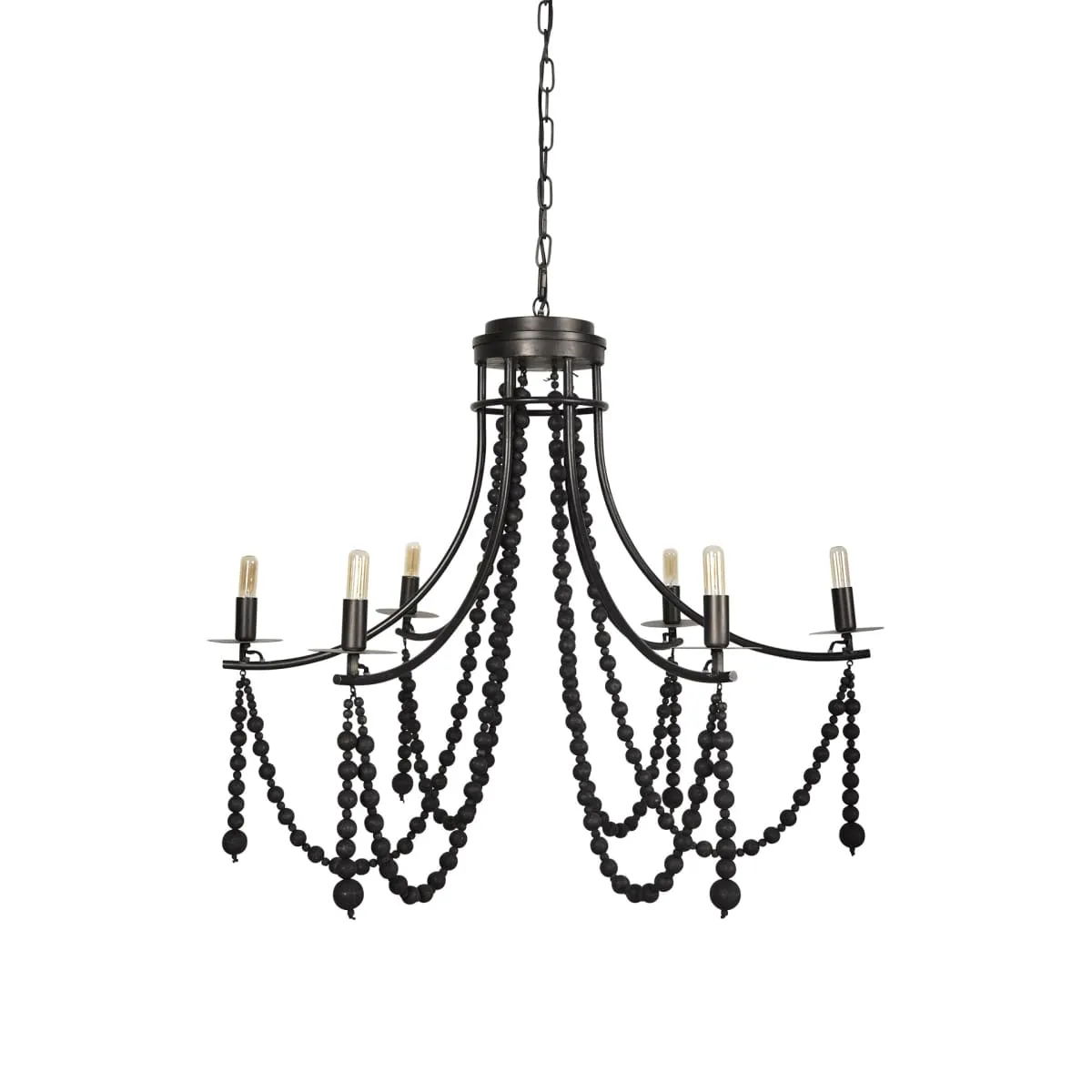 Selma Chandelier Black Wood | Black Metal