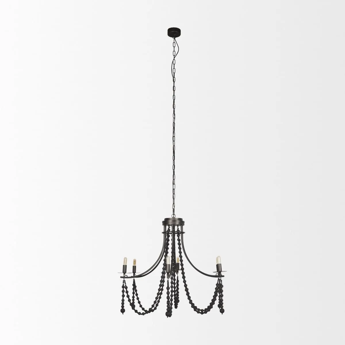 Selma Chandelier Black Wood | Black Metal